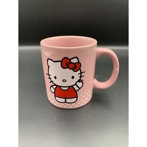 Hello Kitty Sanrio 2011 Pink & White Polka Dot 12oz Ceramic Mug Cup